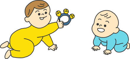 鈴で遊ぶ赤ちゃん