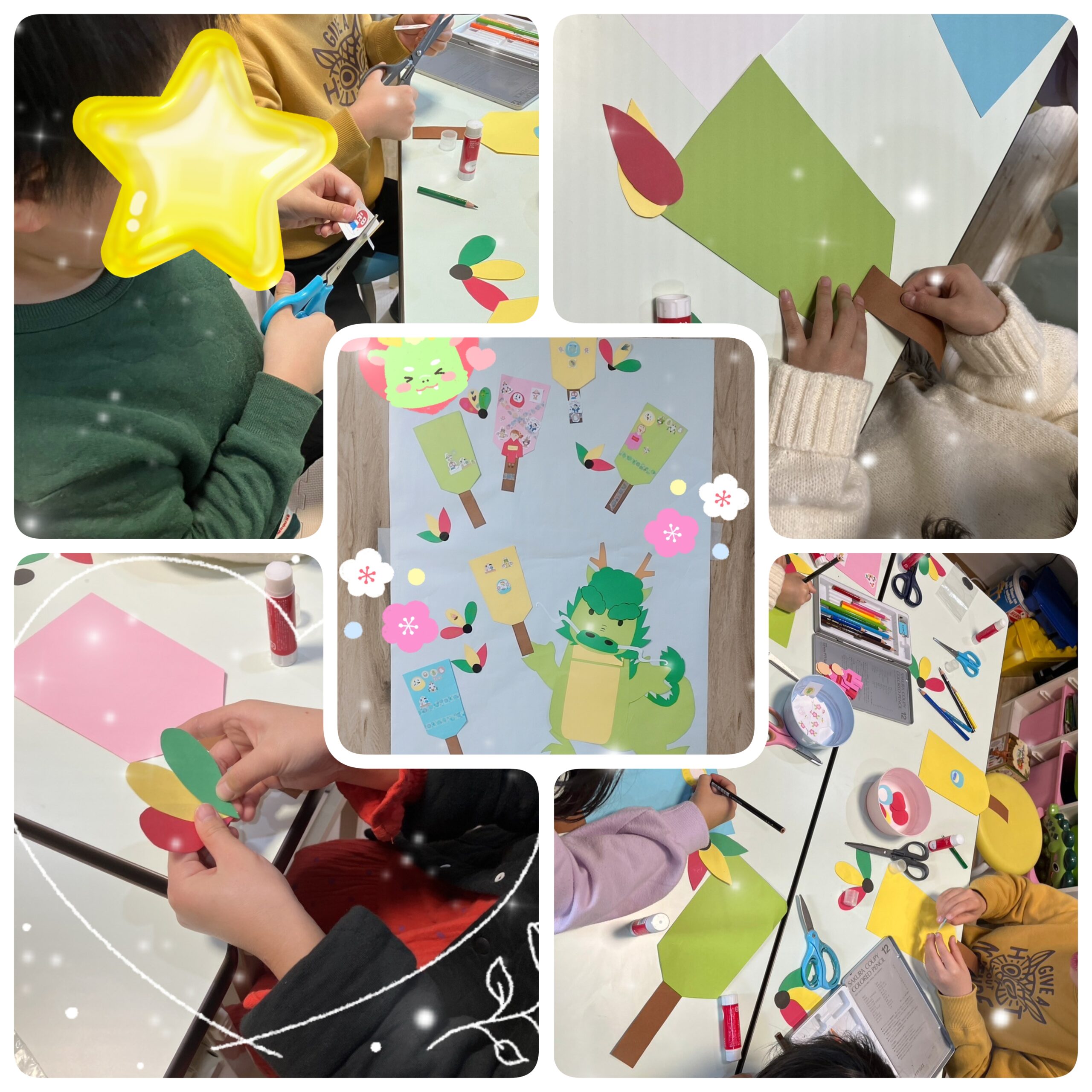 【北堀江】放デイ：公文📖　壁面制作(羽子板づくり)🗻