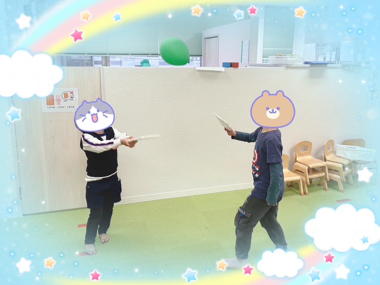 【南堀江】児童発達支援　目と手の協応と羽根つき遊び👀🌟