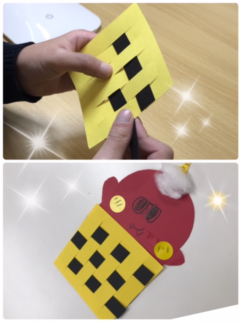 【南堀江】放デイ　制作(格子編み赤鬼👹)