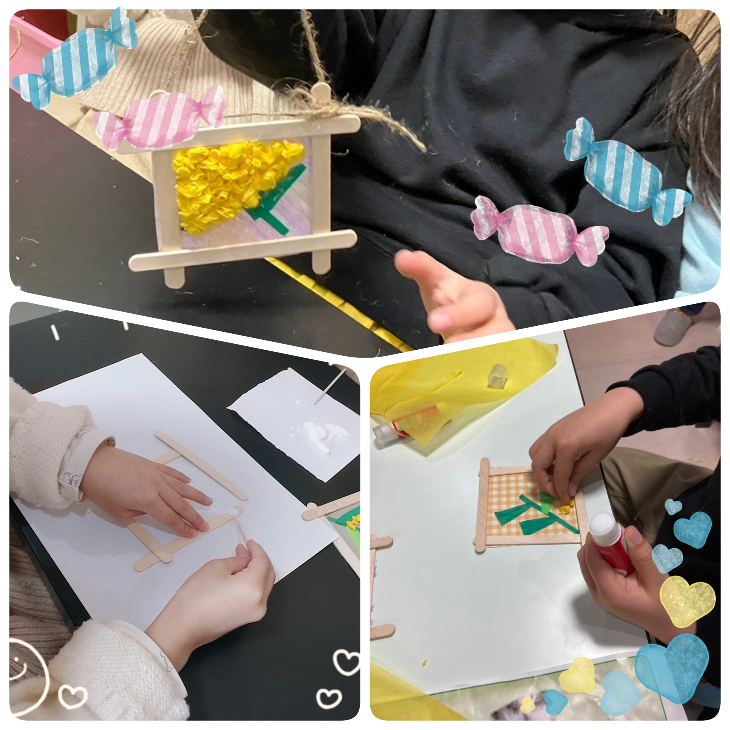 【北堀江】放デイ：公文📖　ミモザの壁掛け作り🌼