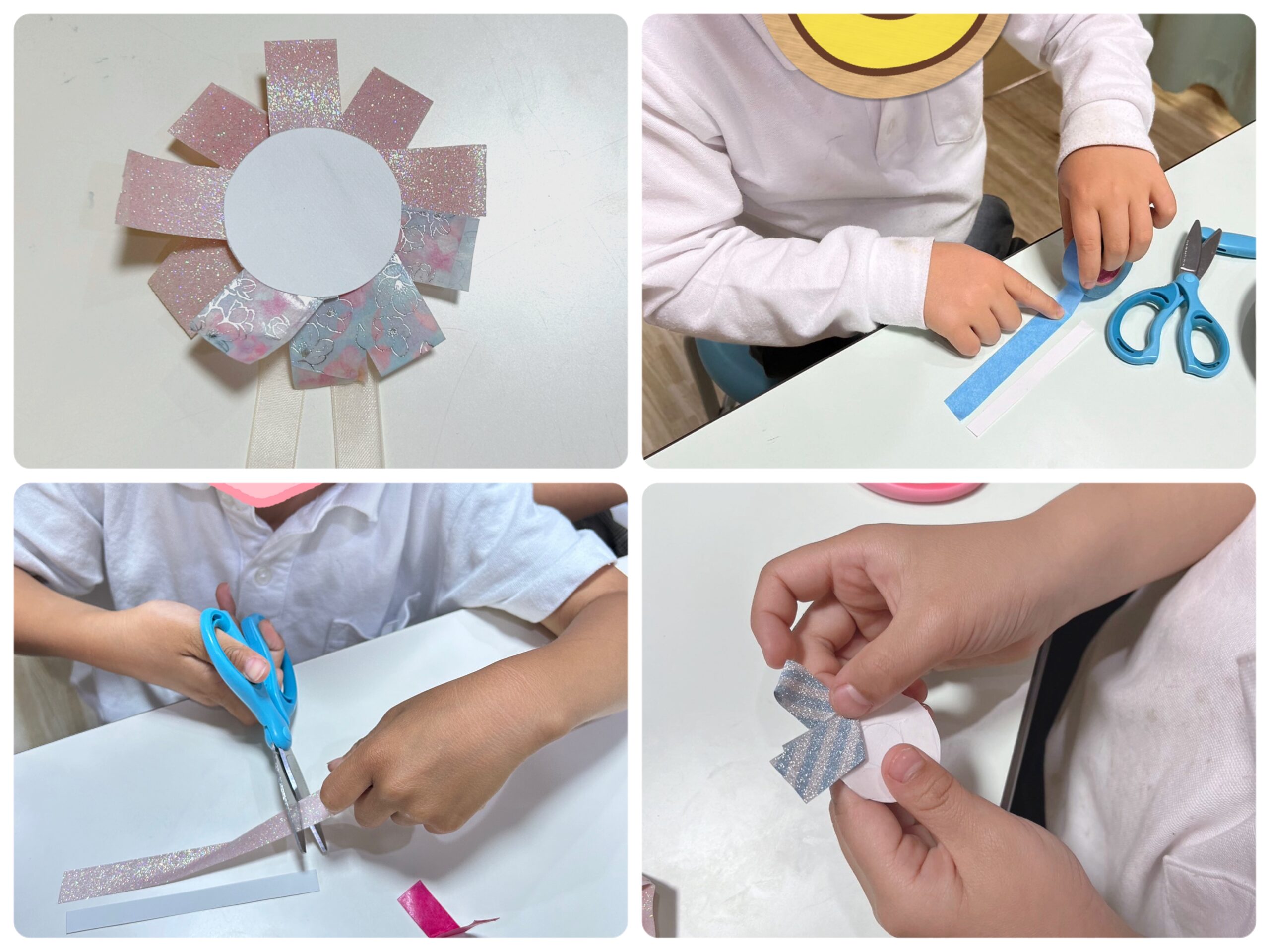 【北堀江】放デイ：公文📖　マスキングテープでロゼット作り🎀