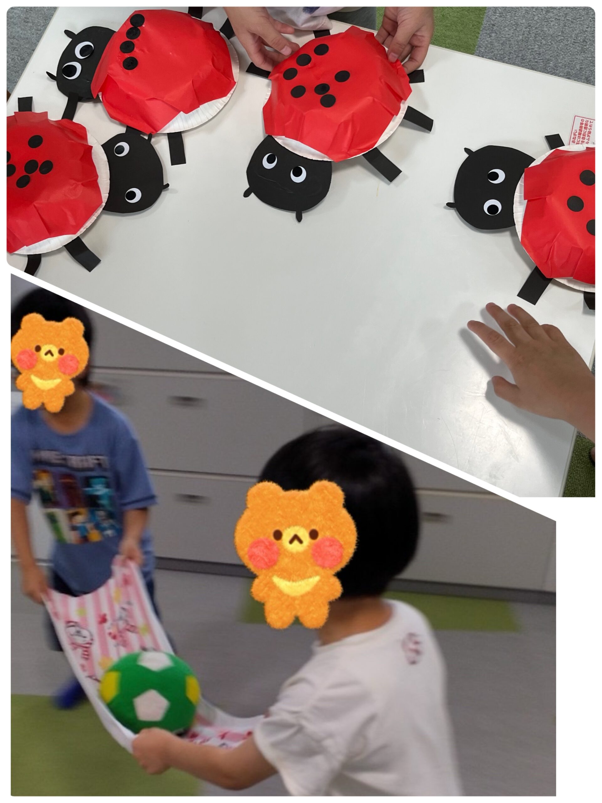 【北堀江】児童発達支援　タオルあそびとてんとう虫製作🐞