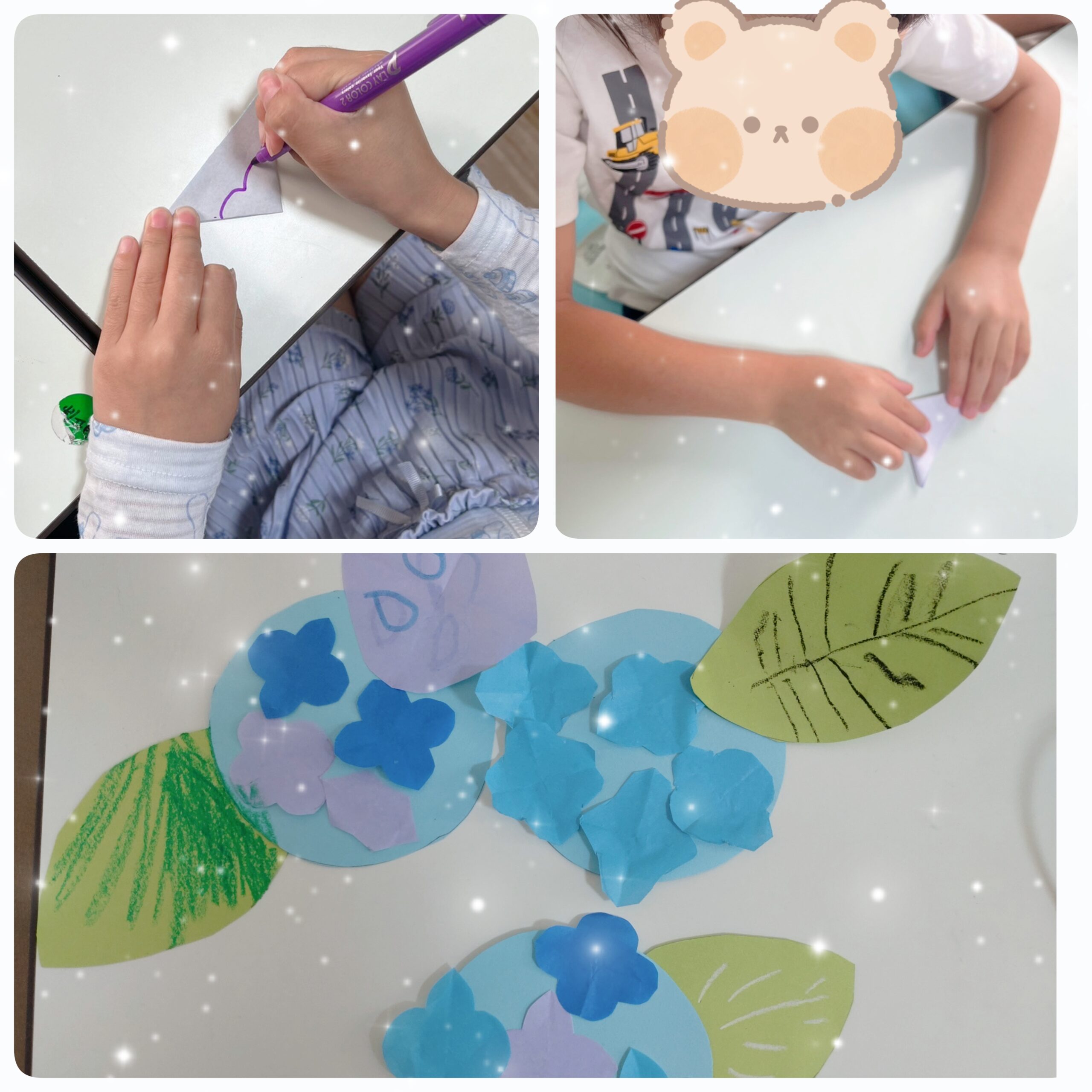 【北堀江】放デイ：公文📖　あじさい制作☂️🌸