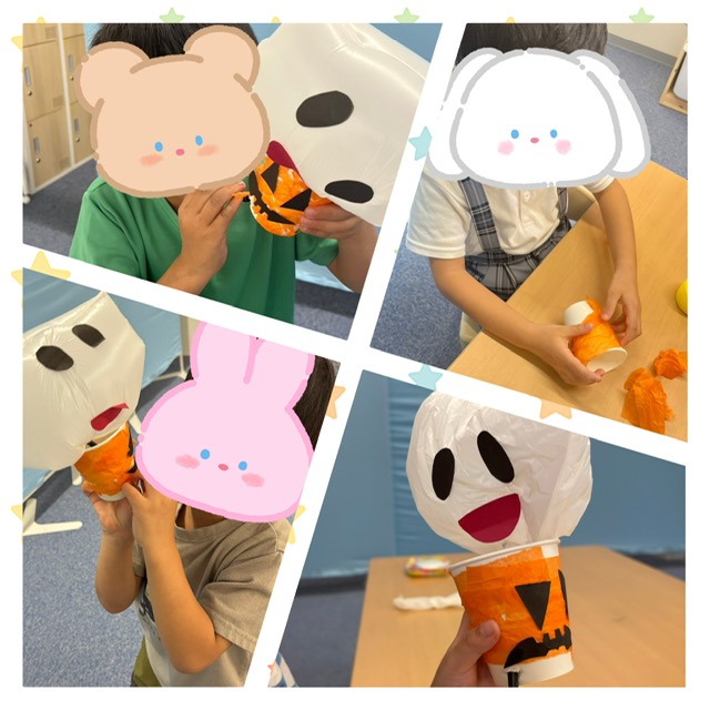 【ハッピープラス南堀江】紙コップおばけハロウィンバージョン👻🎃