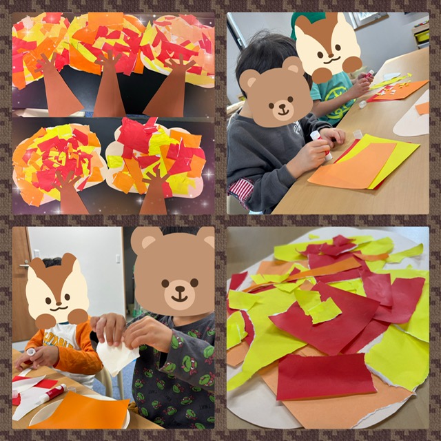 【ハッピープラス南堀江】ちぎり絵でもみじの木をつくろう🍁