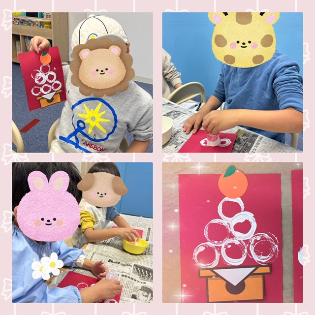 【ハッピープラス南堀江】スタンプで鏡餅制作🎍🌟