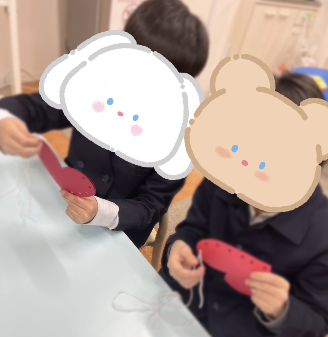 【南堀江】　放デイ　制作（バレンタインポーチ💕🍫）