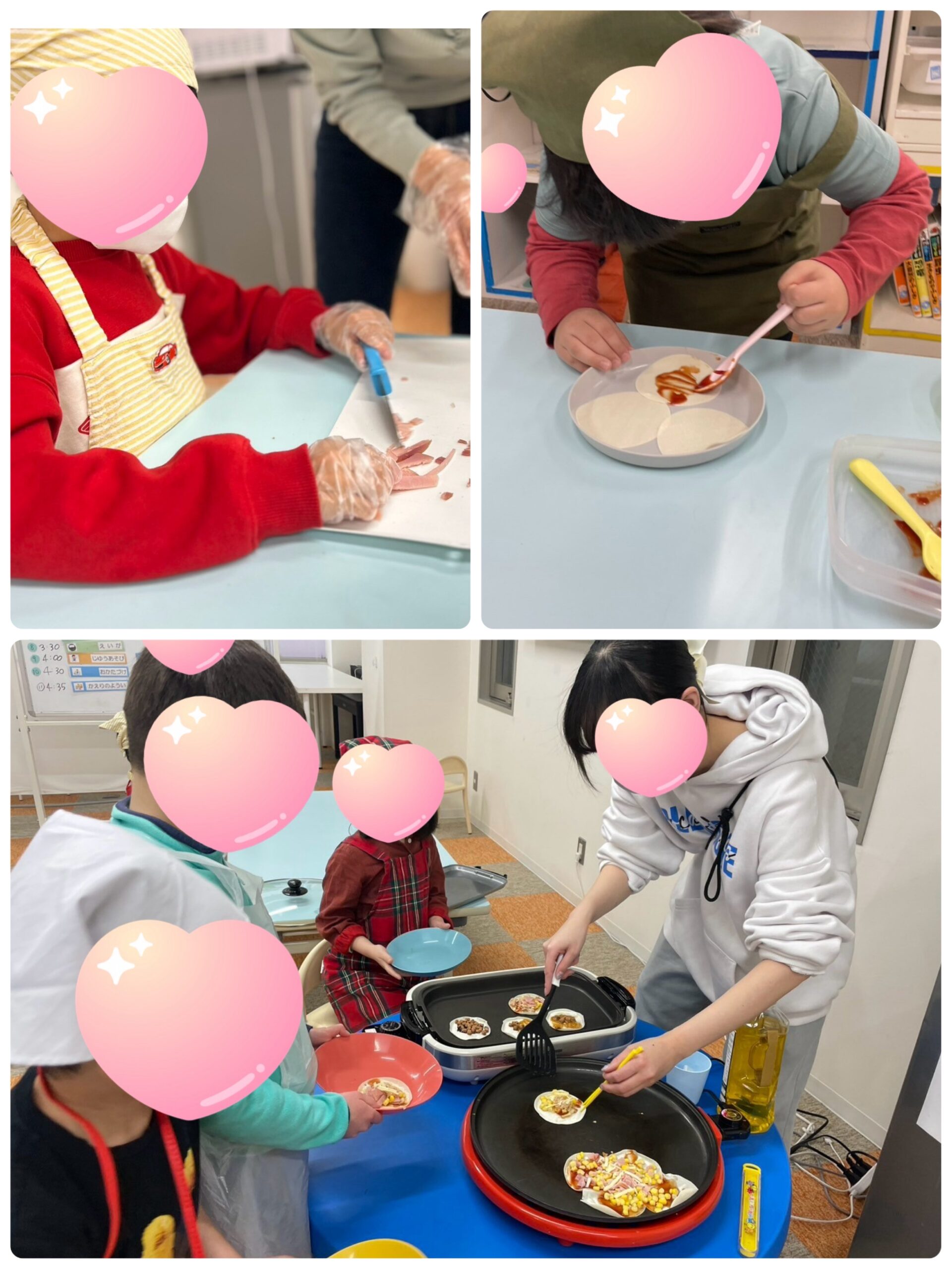 【南堀江】放デイ　クッキングの日　餃子の皮でピザ作り🍕✨