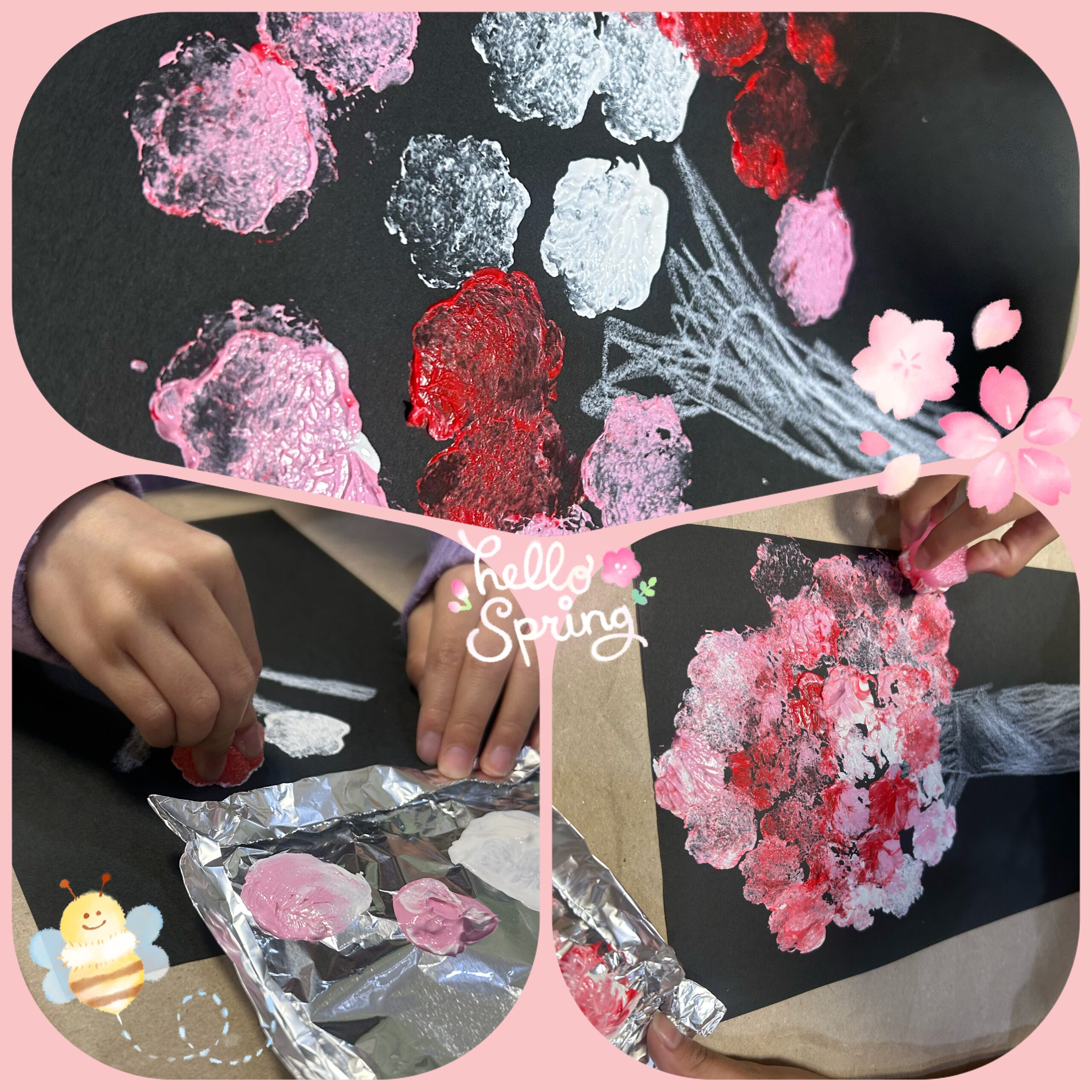 【北堀江】放デイ：公文📖　桜のカード作り🌸