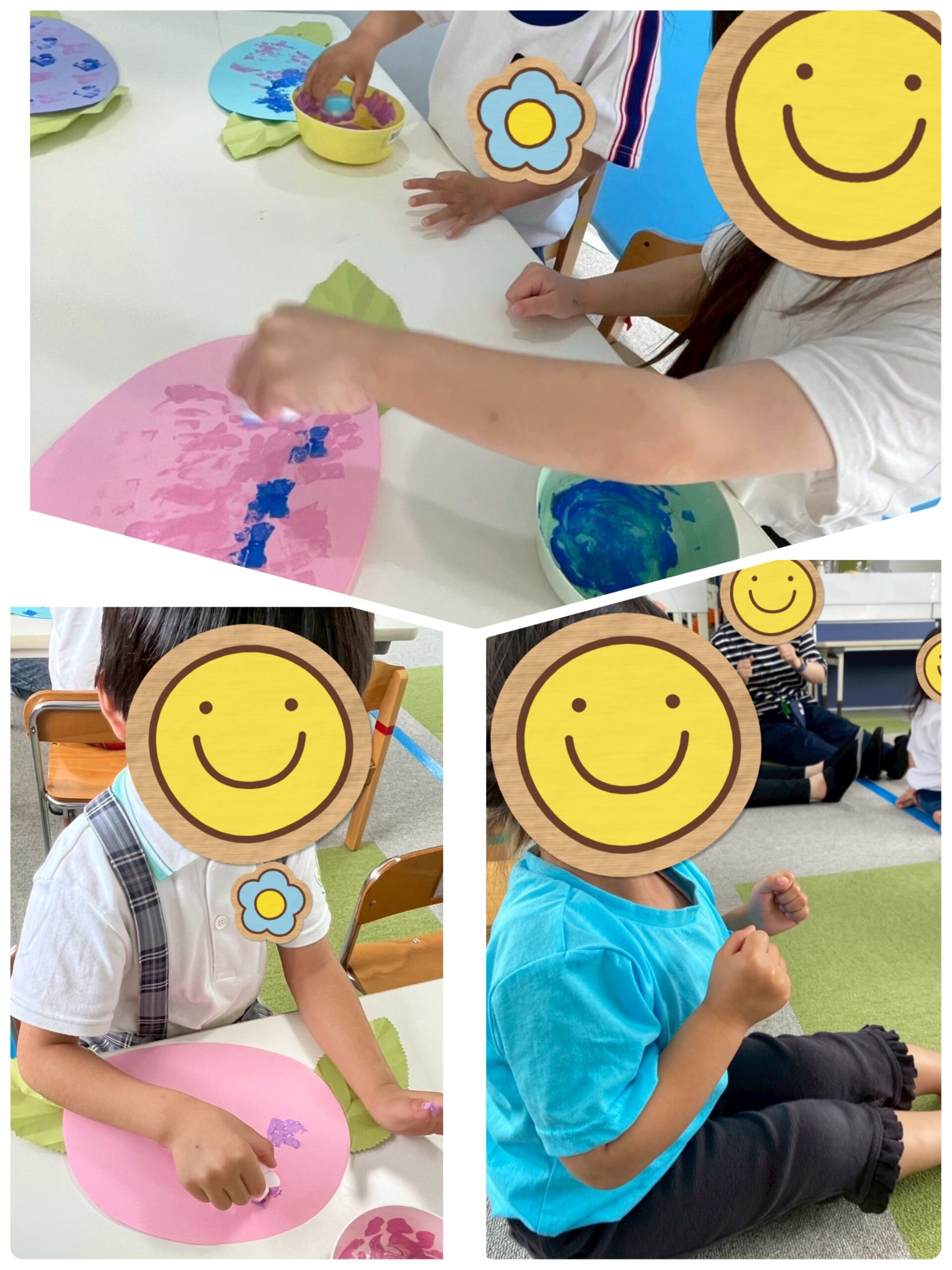 【北堀江】児童発達支援　あじさい制作と体づくり（お尻歩き）