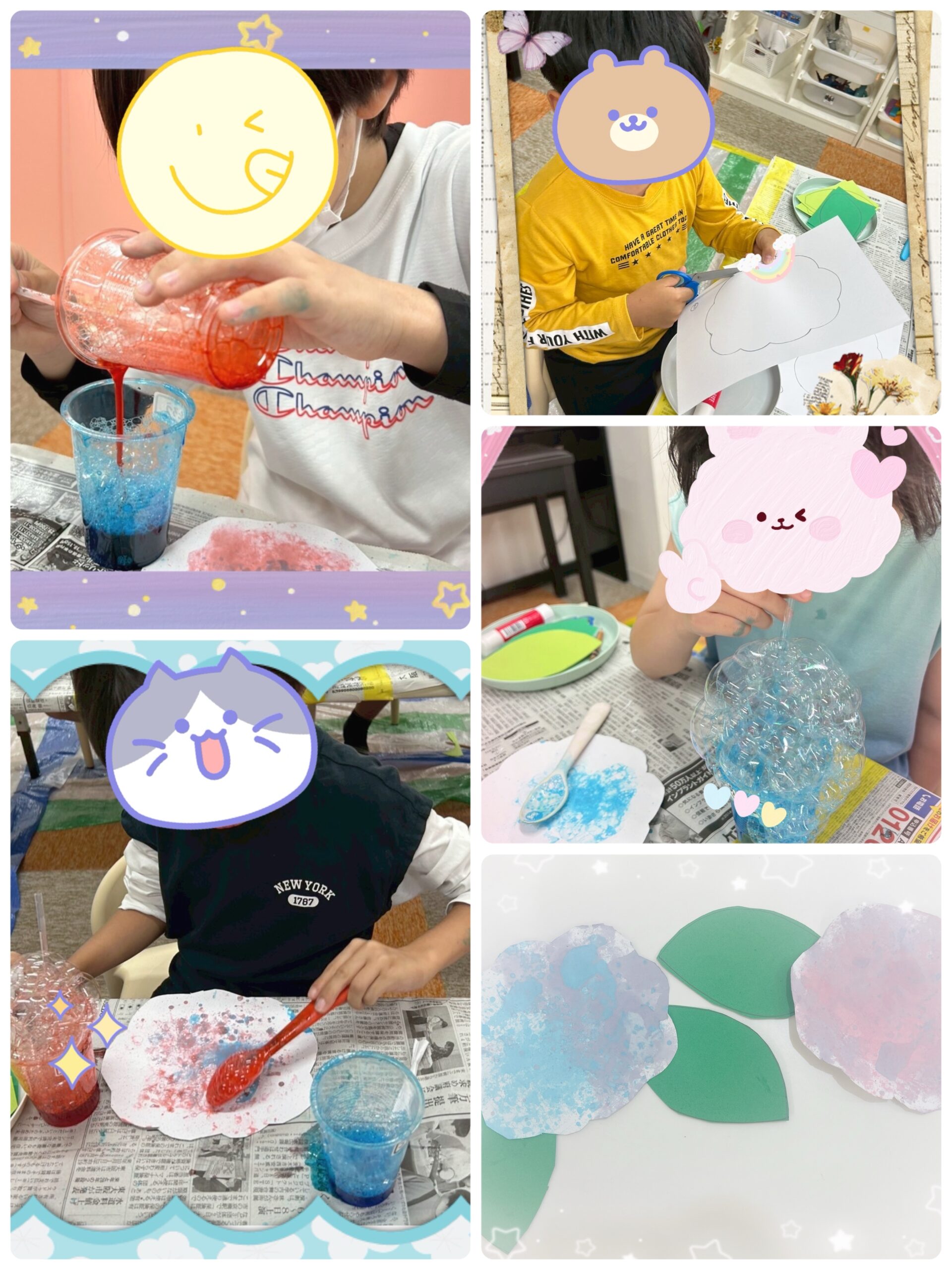 【南堀江】放デイ　制作　シャボン泡で作るあじさい✨