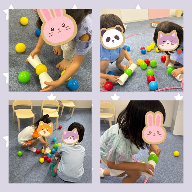 【ハッピープラス南堀江】紙コップでボール集めゲーム🥎💕