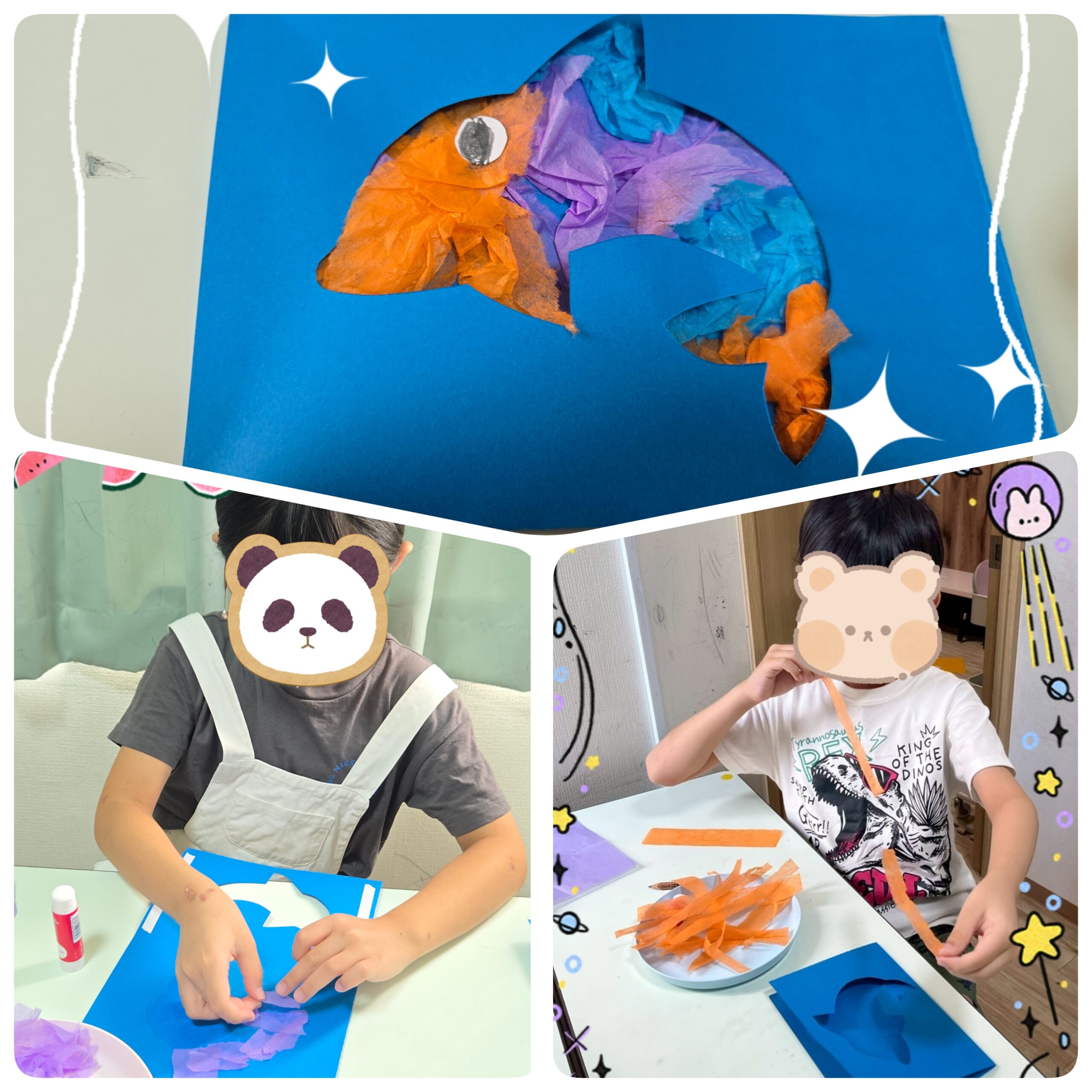 【北堀江】放デイ：公文📖　イルカのカード作り🐬