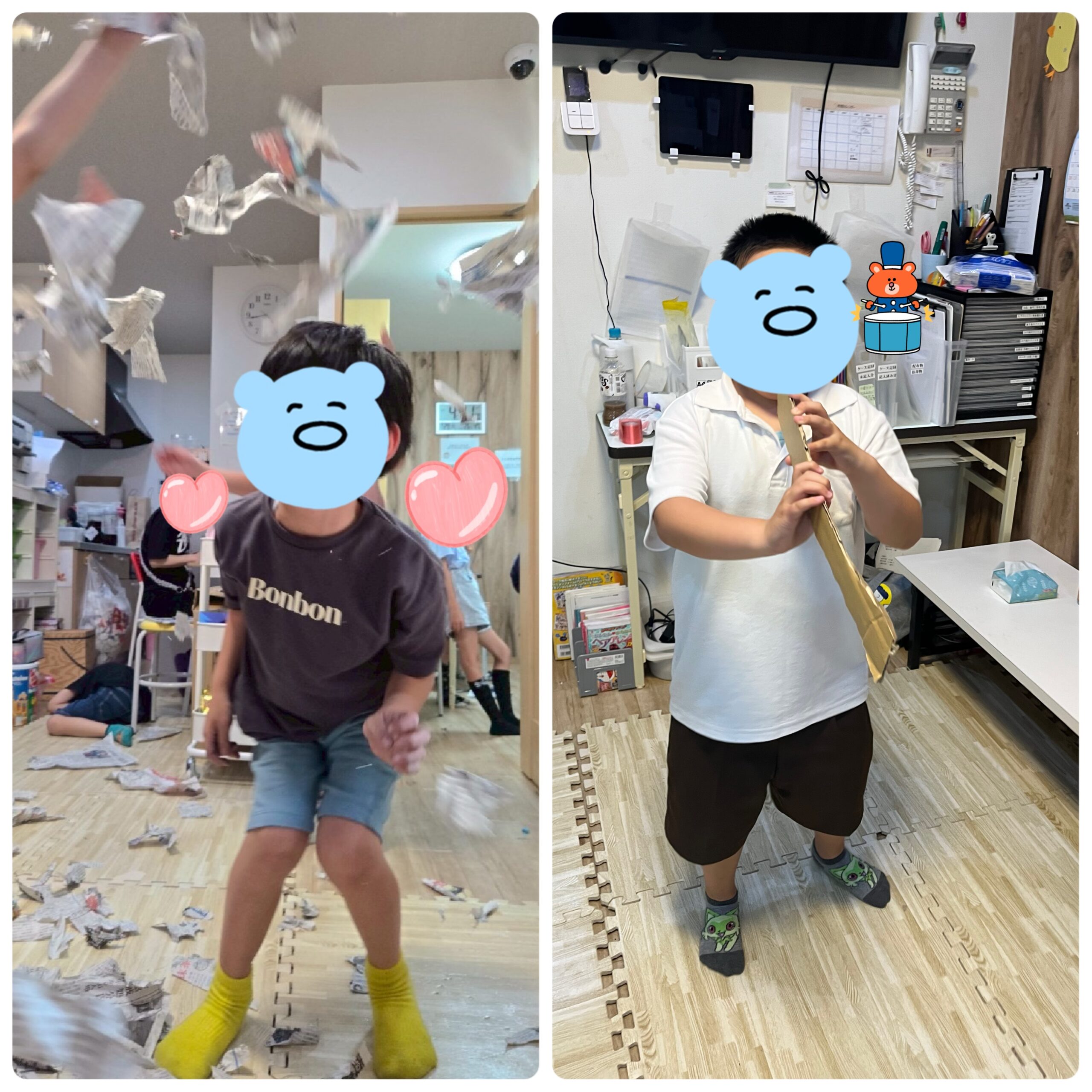 【北堀江】放デイ：公文📖　ダンボール遊びと新聞遊び！