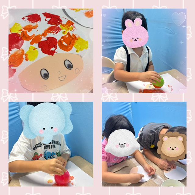 【ハッピープラス南堀江】風船スタンプできのこづくり🍄💛