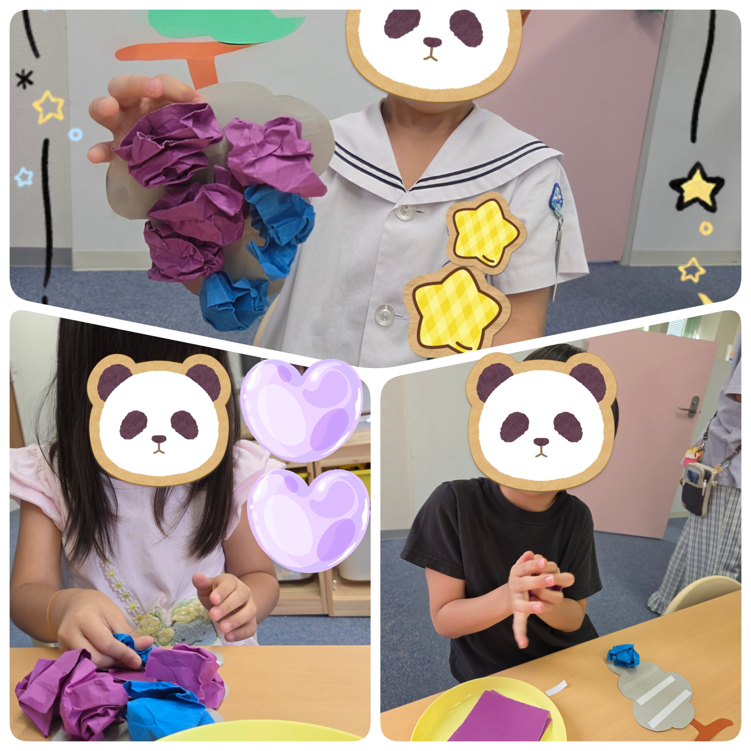 【ハッピープラス南堀江】公文📖　ぶどう制作🍇